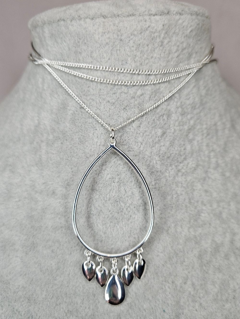 LC Lauren Conrad 32" Silver Teardrop Tassel Necklace NWT